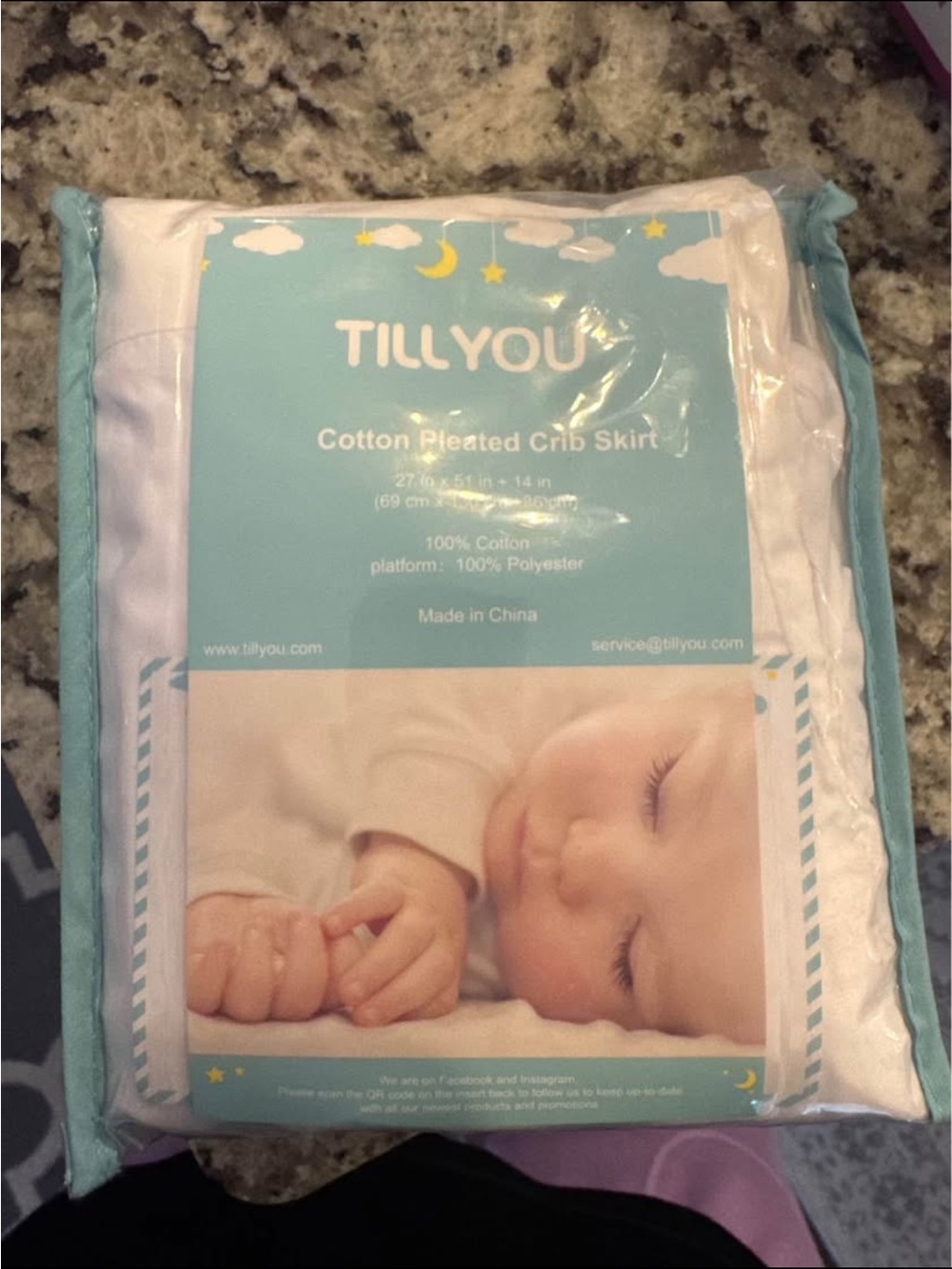 TILLYOU Cotton Pleated Crib Skirt in White